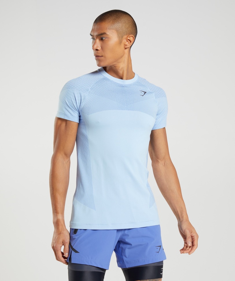 Apex Nahtloses T-shirt Leinen Blau-court Blue Gymshark