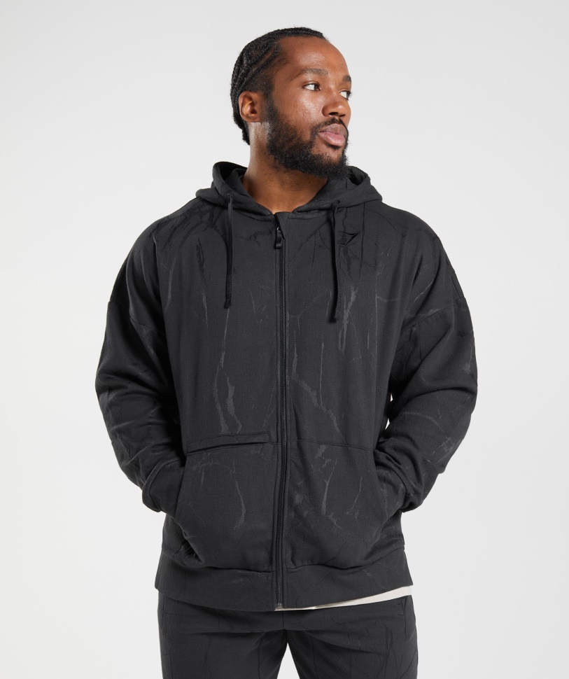 Gymshark Power-Zip-Hoodie Mit Schwarzem Aufdruck