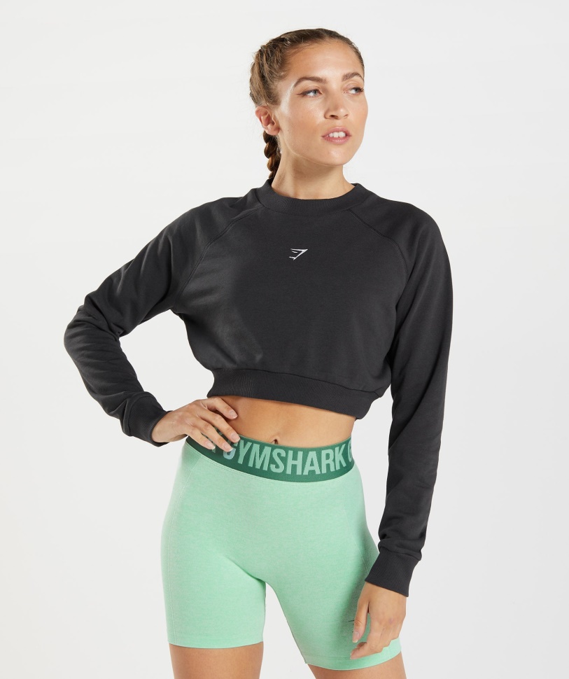 Gymshark Kurzer Trainingspullover In Schwarz