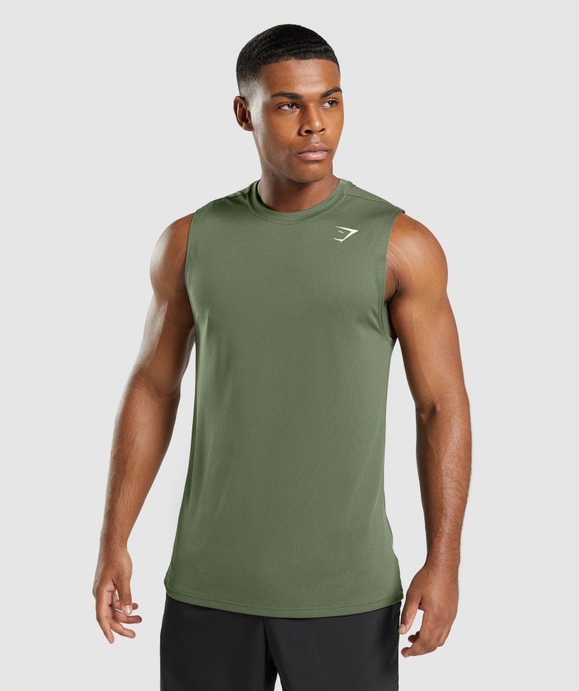 Gymshark – ärmelloses T-Shirt „Core Olive Arrival“.