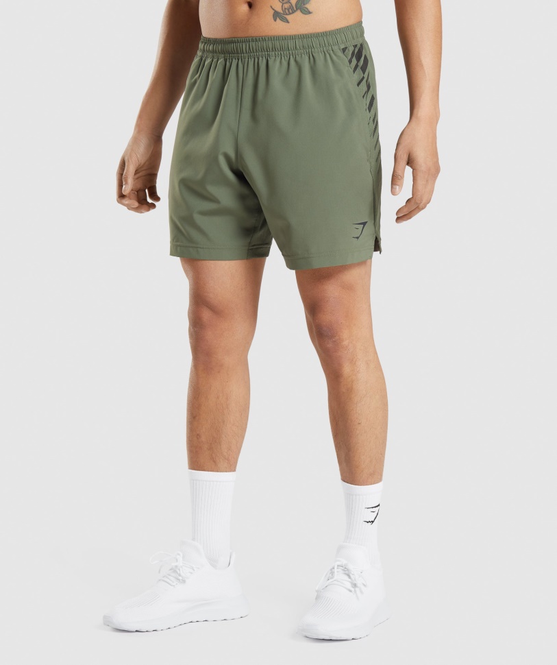 Gymshark Core Olive Sport Stripe 7" Shorts