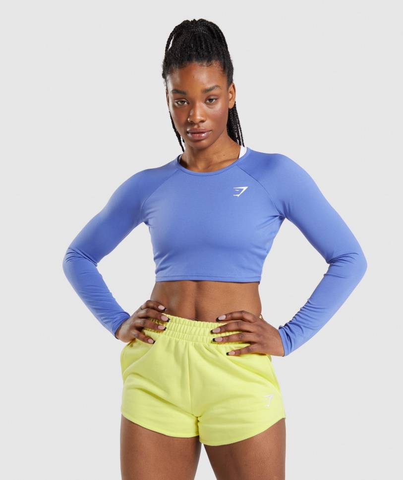 Gymshark Court Blue Trainings-Langarm-Crop-Top