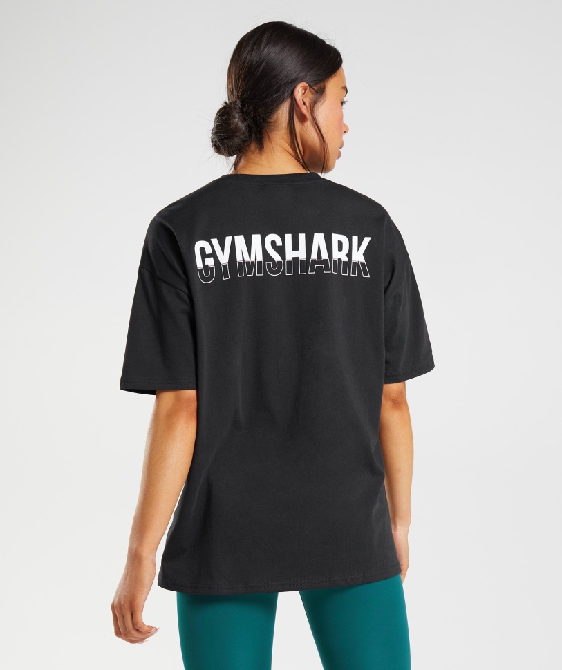 Gymshark Fraction Oversized T-Shirt Schwarz-weiß