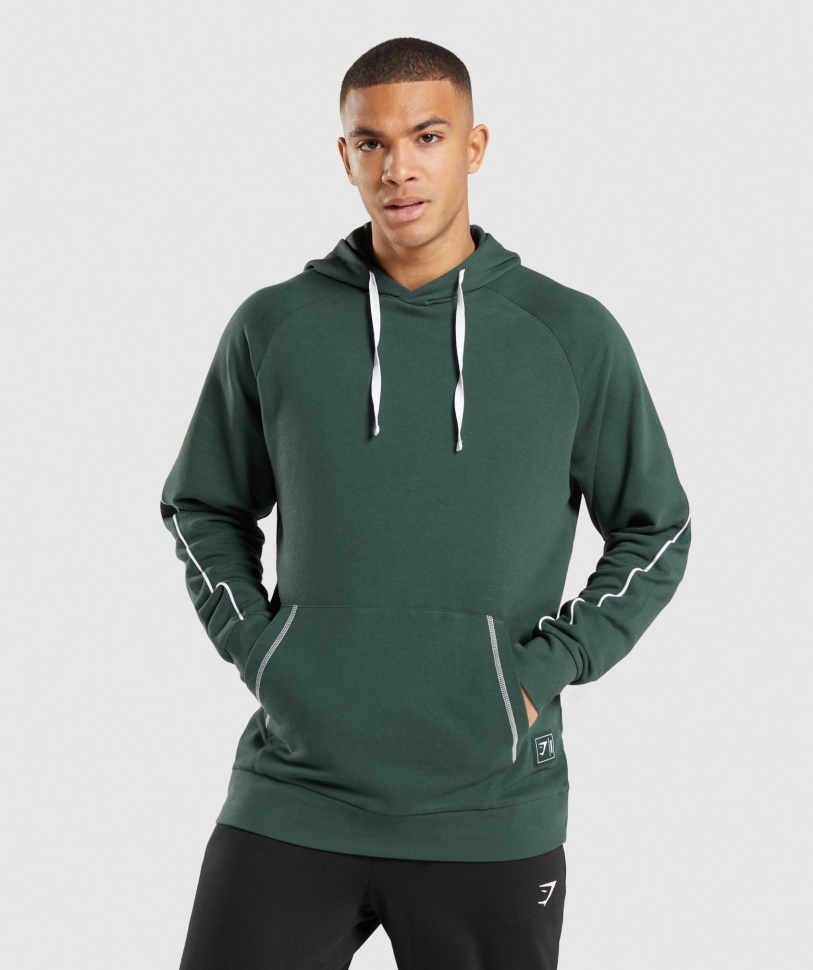 Gymshark Obsidiangrün-weißer Aussparungs-Hoodie