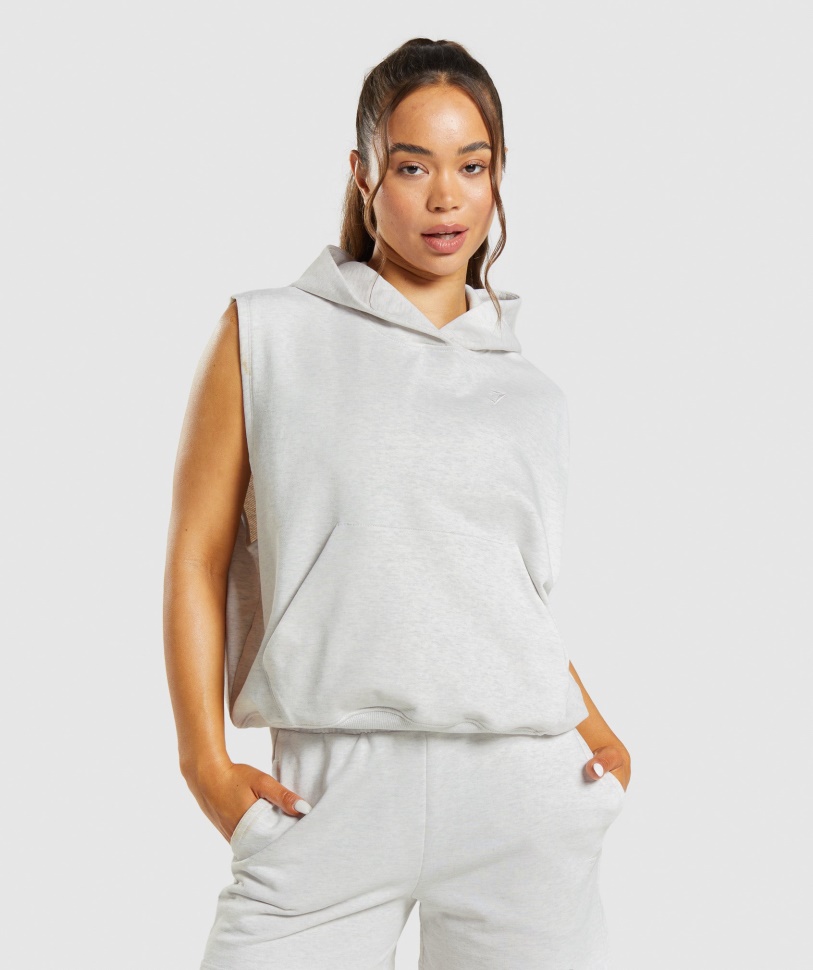 Gymshark Rest Day Sweats ärmelloser Hoodie Cloud Marl