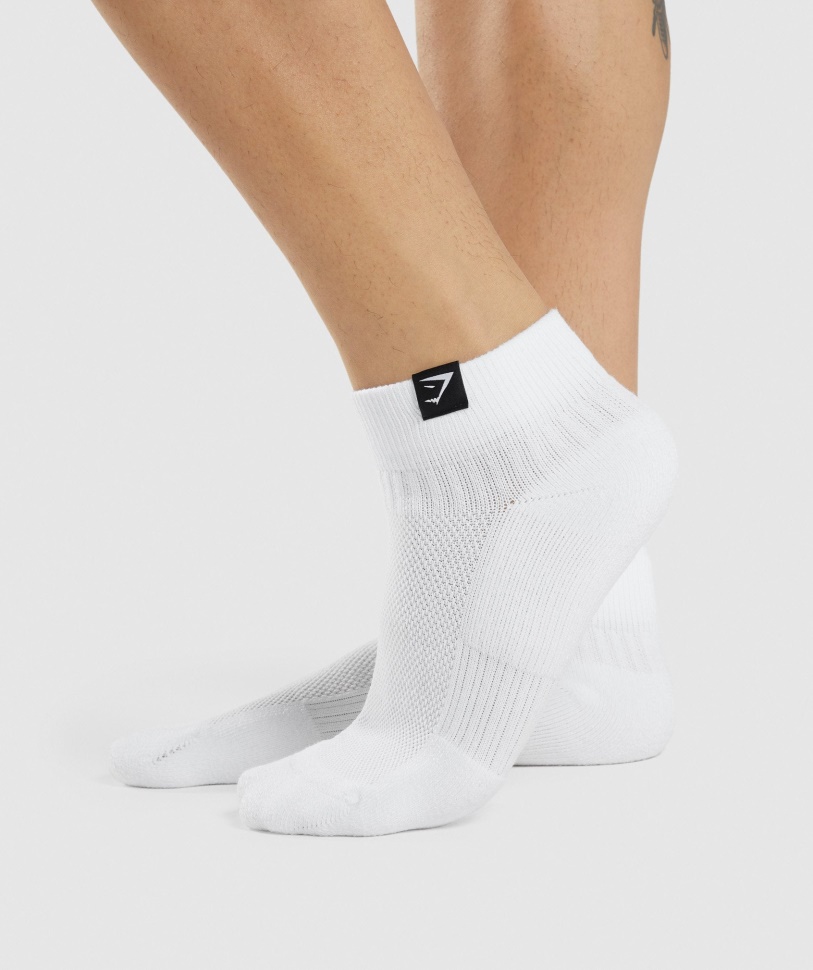 Gymshark Sneakersocken Mit Gewebten Laschen, 3er-Pack, Weiß