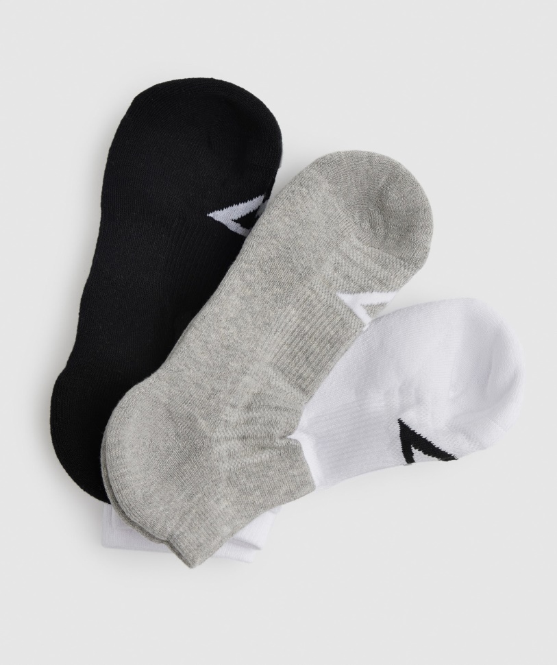Turnsocken 3er-Pack Weiß-hellgrau Meliert-schwarz Gymshark